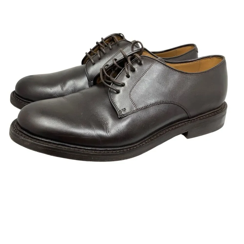 J.Crew Ludlow Mens 9.5 Brown Leather Derby Shoes Old Money Wedding Euro Summer
